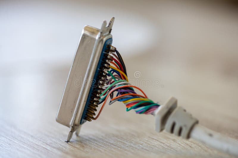 Close-up on a LPT cable stock photo