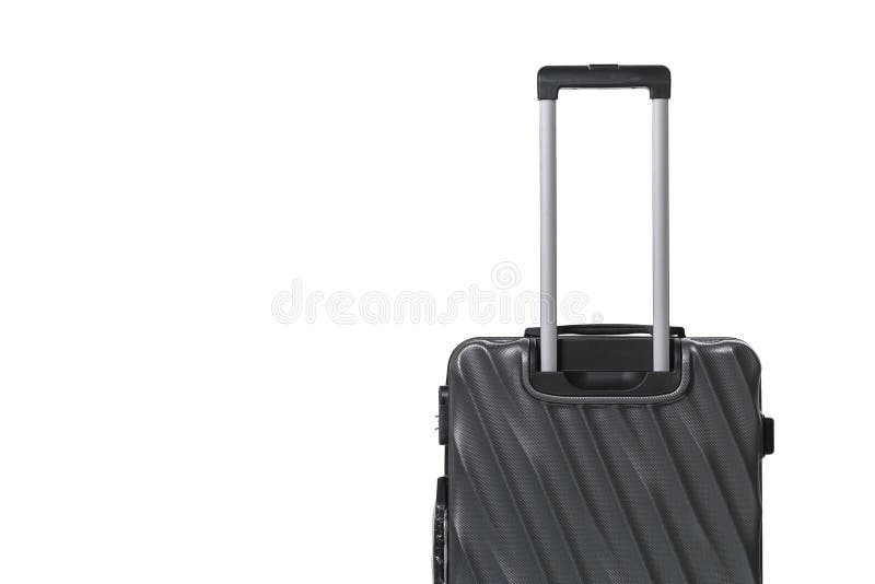 Close up Luggage bag on white isolate background with copy space. minimal concept. clipping path on suitcases object