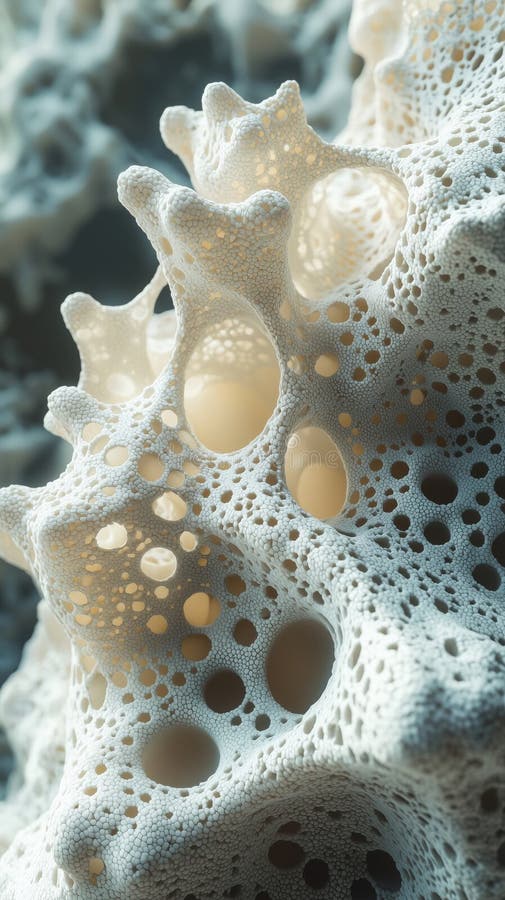 Close-up macro shot of coral structure with intricate holes and patterns royalty free illustration