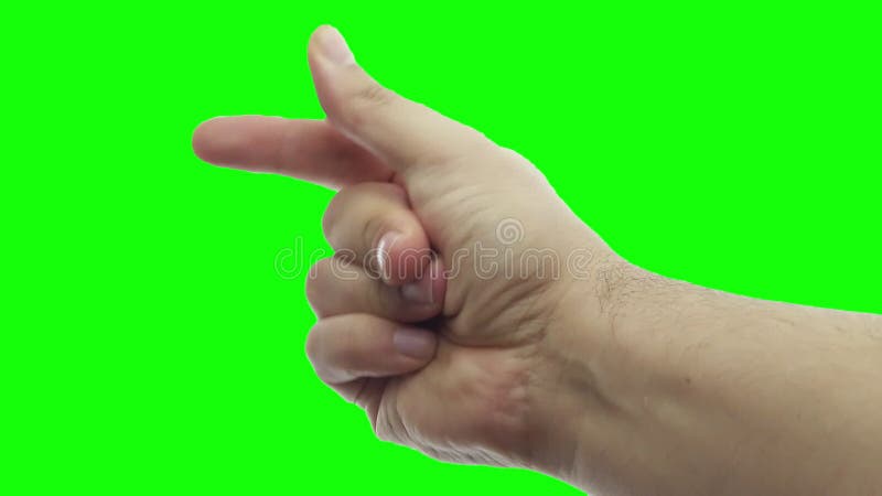 Close up male hand clicking his fingers slow motion on green screen or chroma key stock video