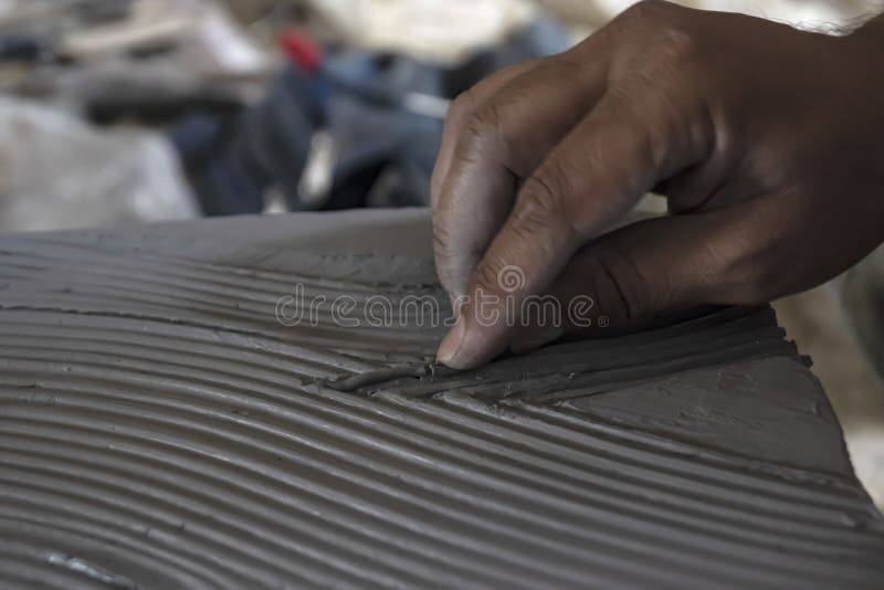 Close Up of Male Sculptor Making Art on Clay Using Hands. Clay Master