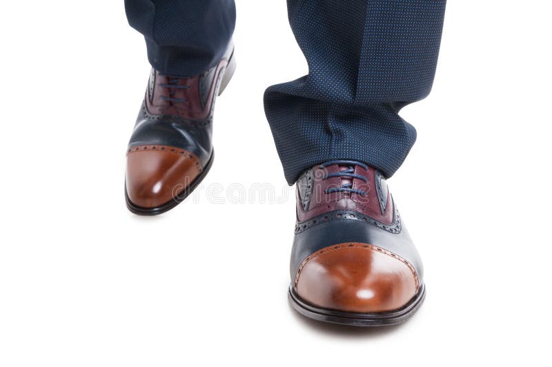 Close-up of Man Designer Shoes in Walking Position Stock Photo - Image ...