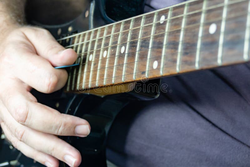 Closeup of Man Playing Lead Guitar Solo Stock Image Image of jazz