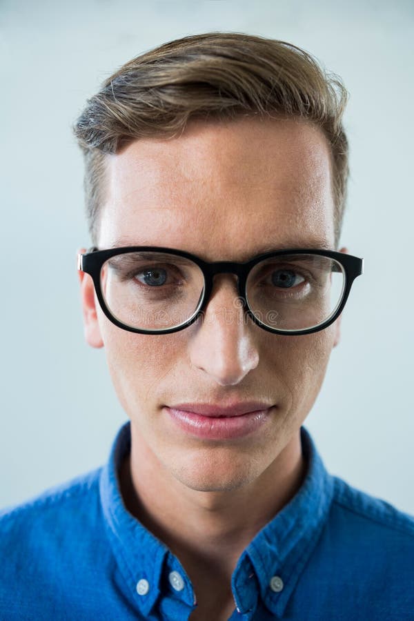 Close-up Of Man In Spectacles Stock Image - Image of happy, studio ...