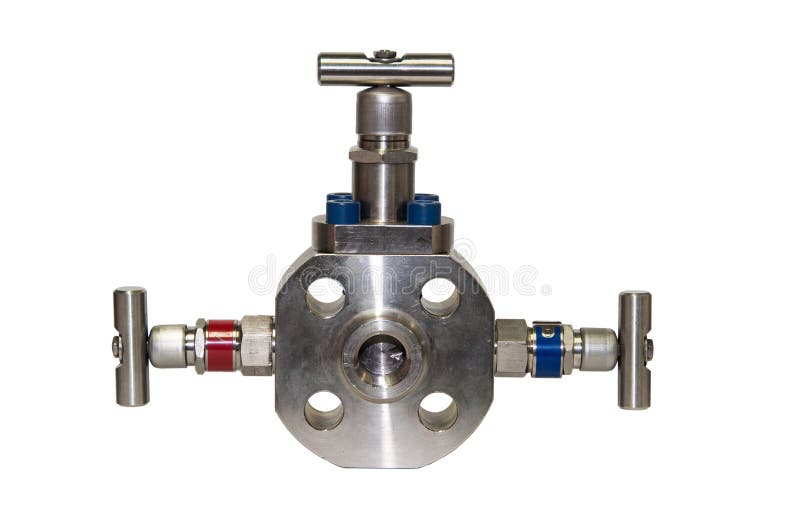 Close Up Manual Valve or Needle Valve of High Pressure Process on White