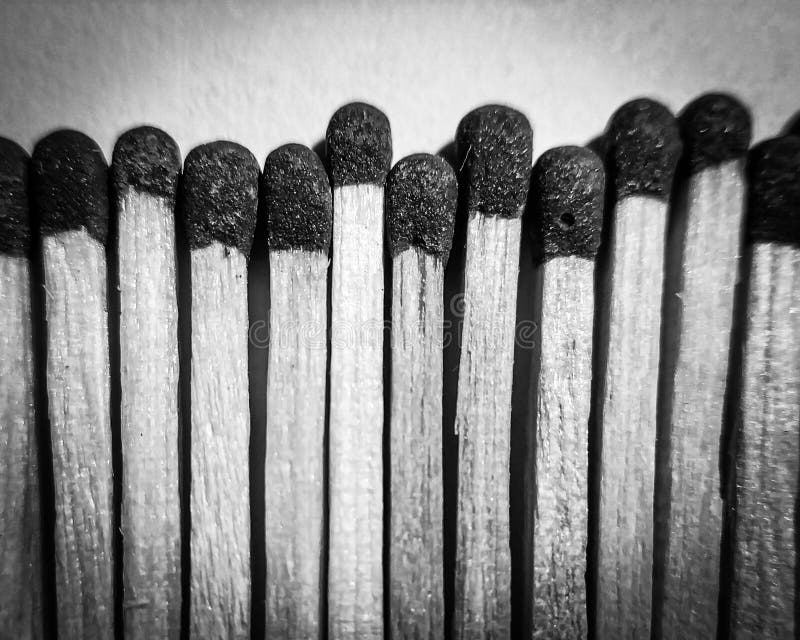 Close-up of Match sticks in black and white