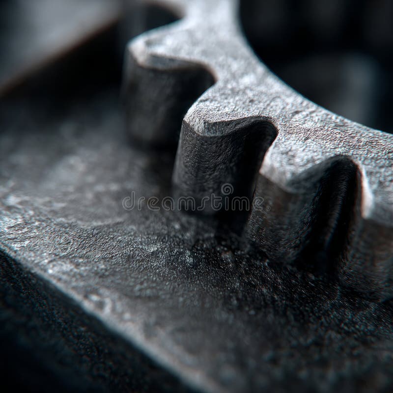 Close-up of a metallic gear cog in detailed focus. royalty free stock image
