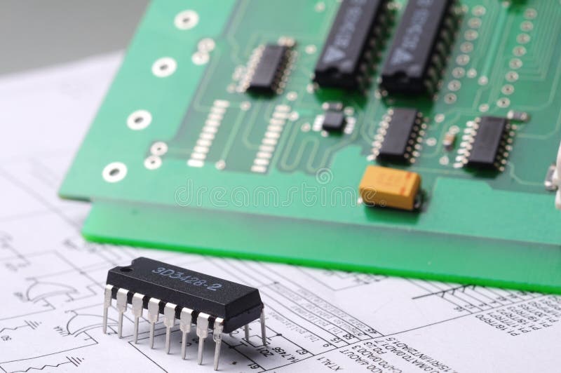 Close-up on a microchip royalty free stock photo