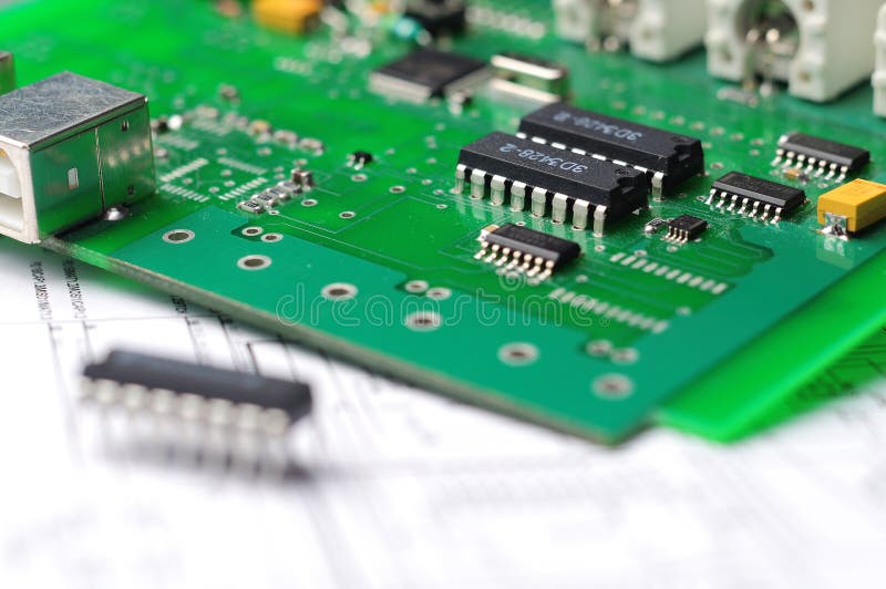 Close-up on a microchip stock image