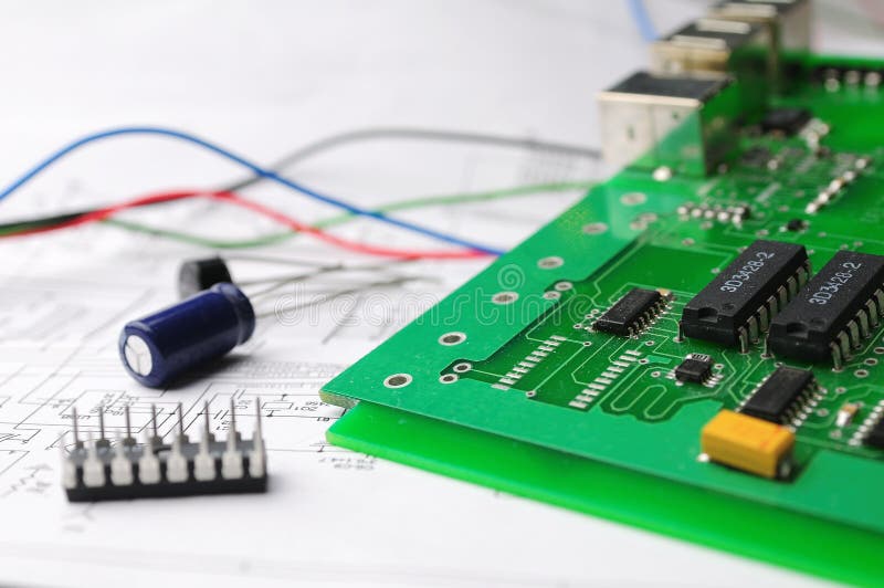 Close-up on a microchip stock images