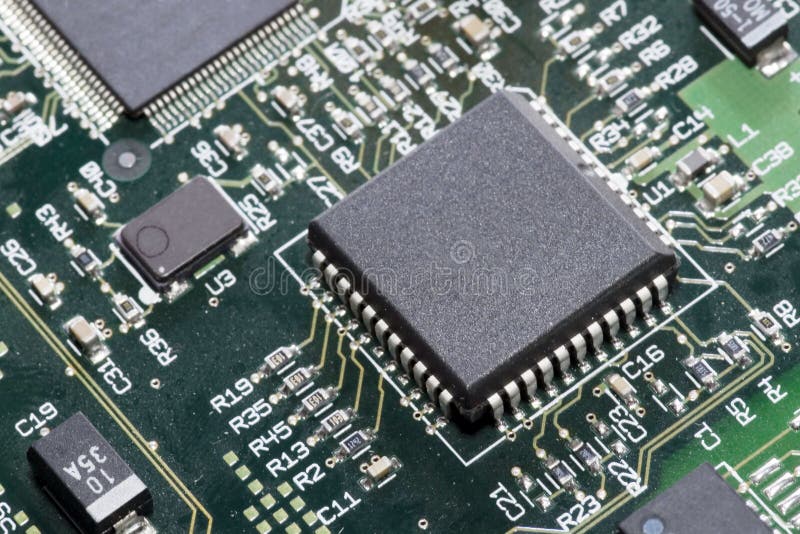 Close-up on a microchip stock photography