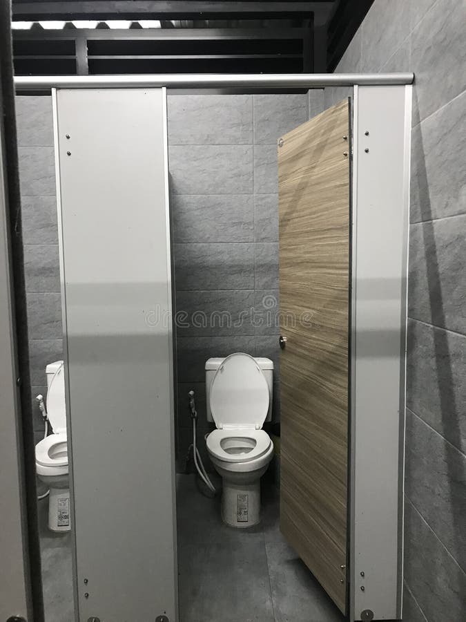 Modern Bathroom with White and Grey Doors Stock Image Image of door