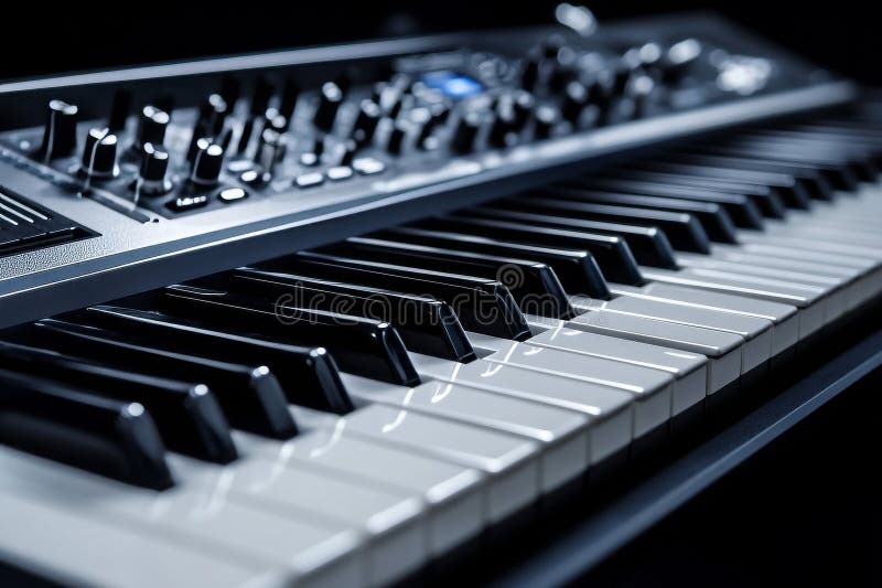 Close up of modern electronic synthesizer royalty free illustration