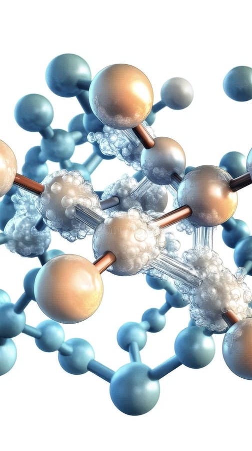 A close up of a molecule with a blue and white color scheme vector illustration