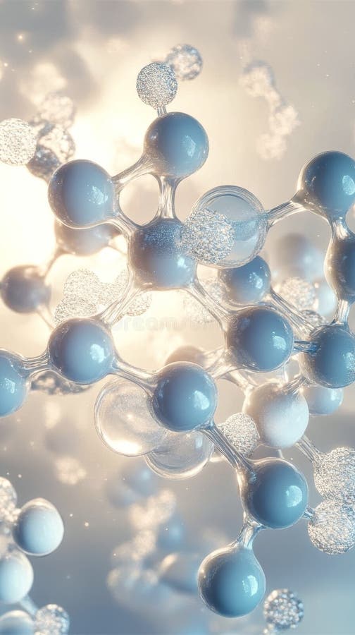 A close up of a molecule with a blue and white color scheme vector illustration