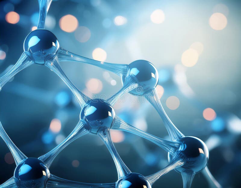 Close-Up of a Molecule Structure Representing Chemistry and Science stock illustration