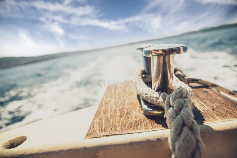 Close Up of Mooring Rope on the Boat Stock Image Image of equipment