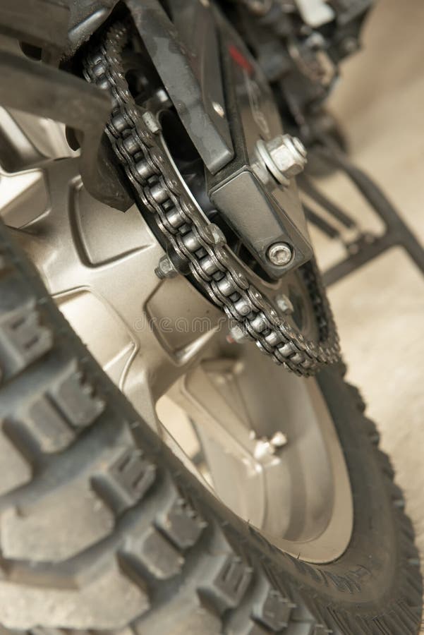 Close up of motorcycle chain royalty free stock photo