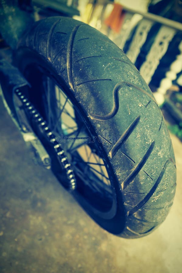 Close Up of Motorcycle Wheel Stock Photo Image of rear, track 64799948