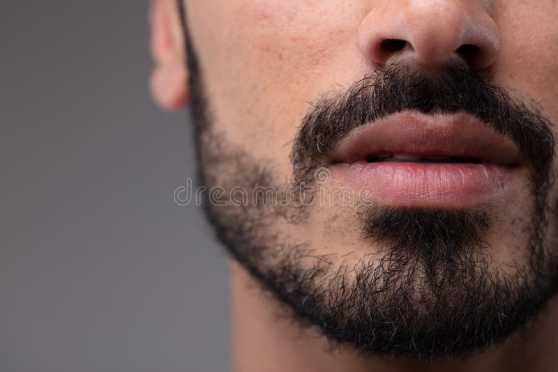 Close Up on the Mouth and Chin of a Bearded Man Stock Image - Image of metro,  dark: 121060823