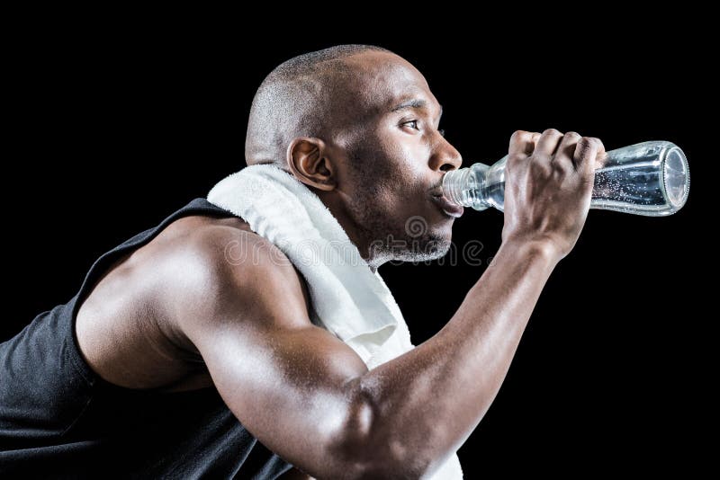Close-up of muscular man drinking water royalty free stock images Close-up of muscular man drinking water royalty free stock images