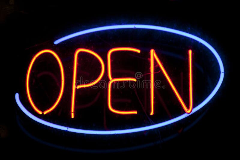 Neon light - Ouvert stock image. Image of glowing, message - 286905671