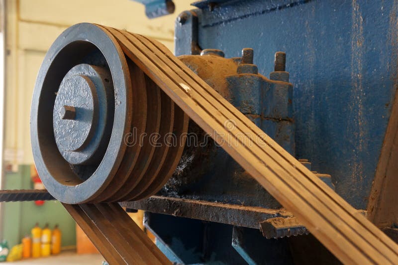 Close Up , Old Belt and Pulley on the Motor Stock Image Image of