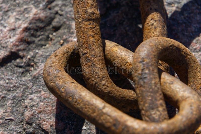 close up of an old brown rust chain royalty free stock images