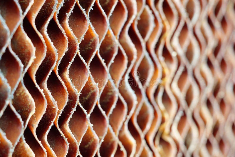 Close Up of Old Dirty Brown Cellulose Paper Pad or Evaporative C Stock  Photo - Image of honeycomb, inside: 112007030