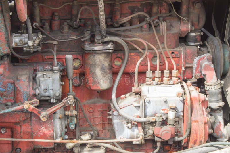 Close-up of old dirty tractor diesel engine parts royalty free stock image Close-up of old dirty tractor diesel engine parts royalty free stock image