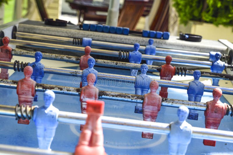 Closeup of an Old Foosball Table Stock Image Image of field