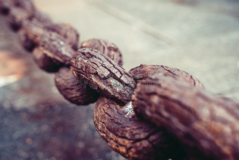 Close up of an old rusty chain stock images
