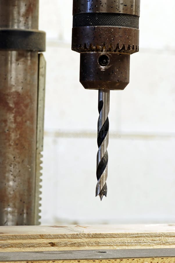 Close Up Old Vertical Drill Press with Bit Stock Image Image of