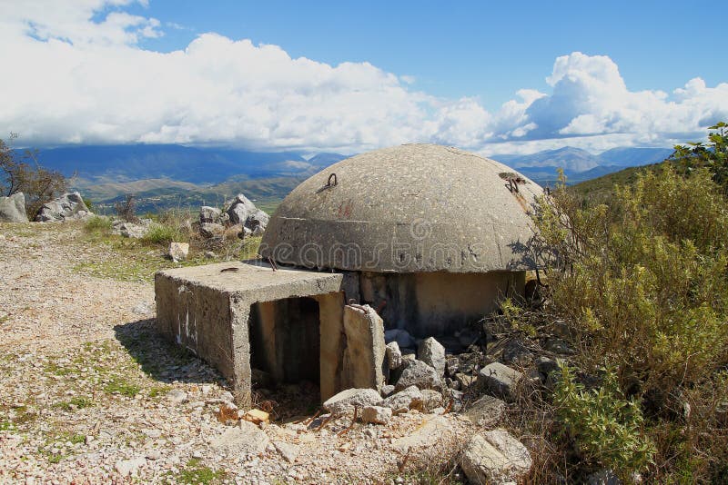 Close-up of one of the countless military bunkers in the southern Albania