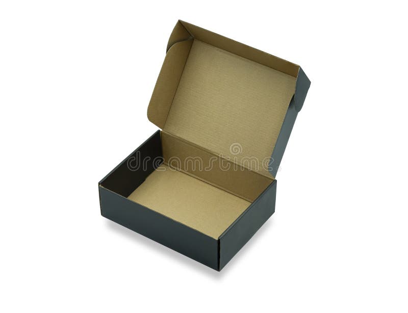 Download Close-up Of Open Empty Black Cardboard Box, Inside Brown ...