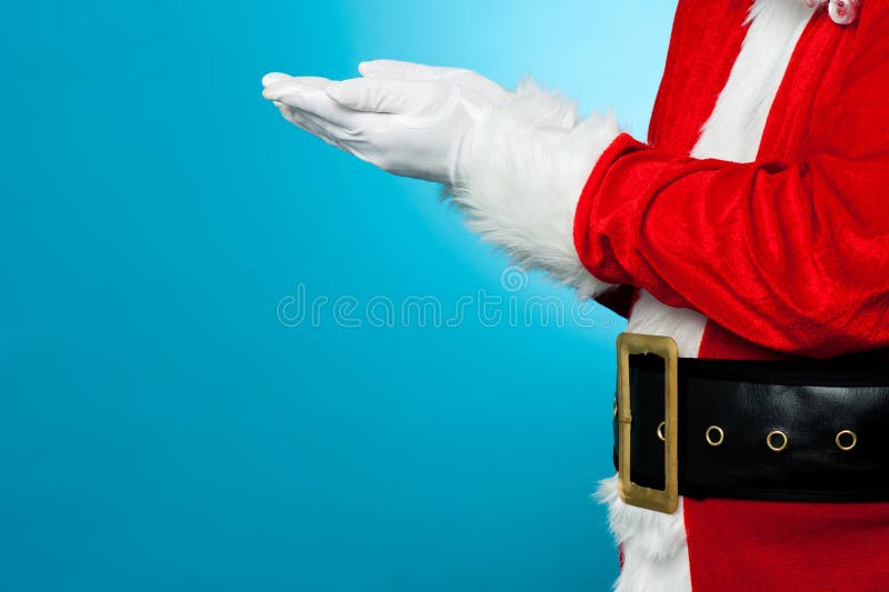 Close up of open palms of Santa Claus