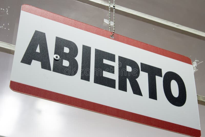 Close-up of an Open Sign in Spanish. `Abierto` Stock Photo - Image of  language, door: 120790092