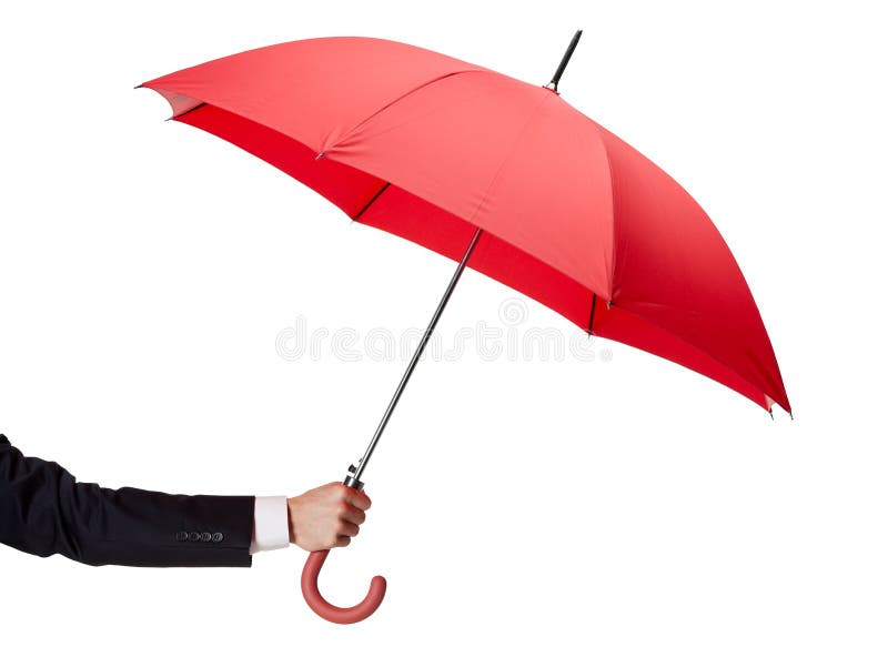 Opened Umbrella In Hand Stock Photo