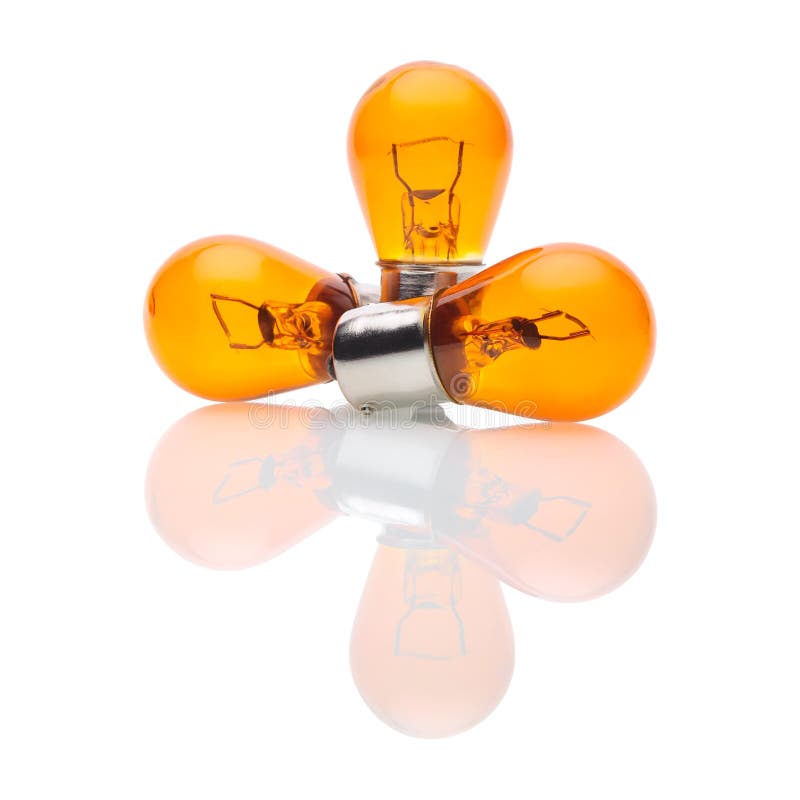 Close Up of Orange Car Light Bulbs on White Stock Image Image of