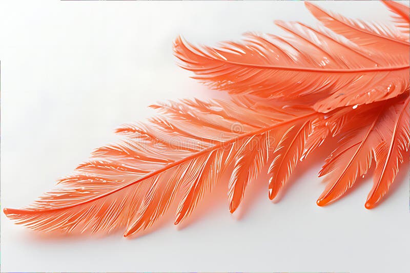 A close up of an orange feather on a white surface royalty free illustration