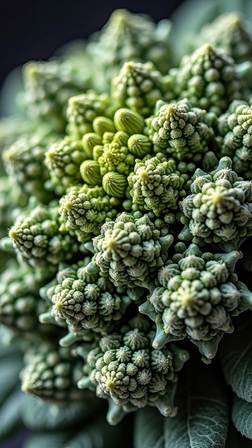 Close-up of organic romanesco broccoli with intricate fractal patterns vector illustration