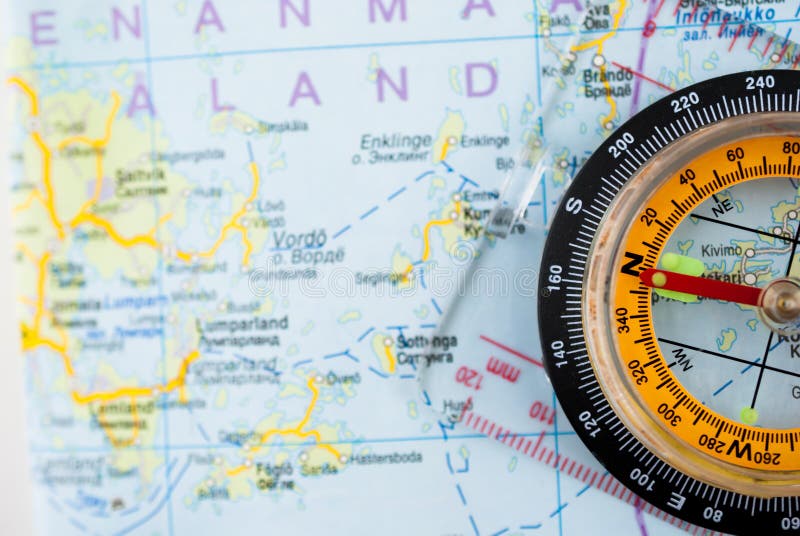 Orienteering Compass and Map royalty free stock photography Orienteering Compass and Map royalty free stock photography