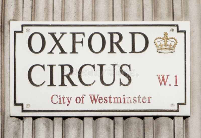 Close-up of Oxford Circus sign