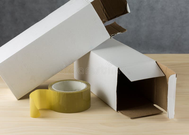 Close Up Packing Tape and White Boxes Stock Photo Image of freight