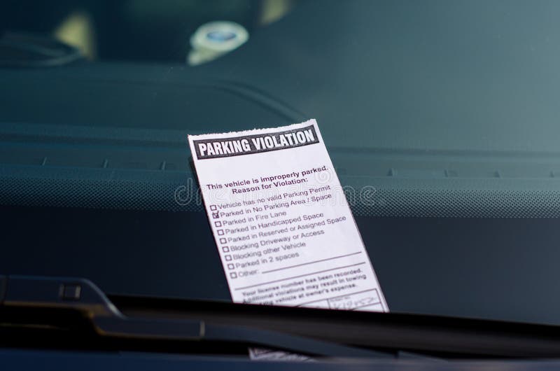 Closeup of Parking Ticket on Car`s Windshield Stock Photo Image of