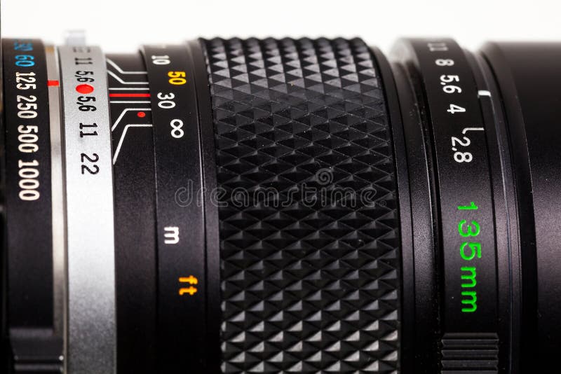 Close-up of parts of a camera lens.