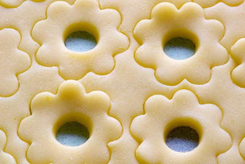 Close up of homemade canestrelli biscuits before baking royalty free stock image