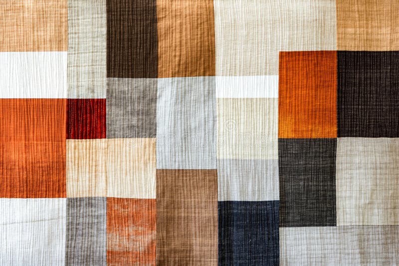 A close up of a patchwork quilt on a table royalty free stock image