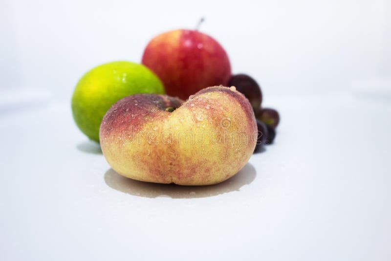 Close Up of a Peach in a Fridge. Stock Image Image of lime, close