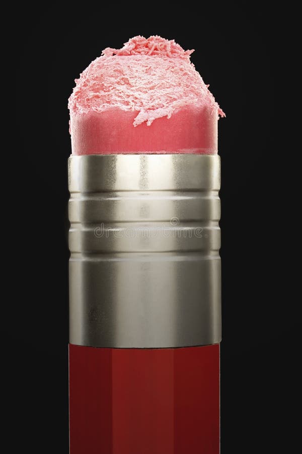 Close-up of pencil eraser black background stock photo